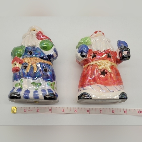 Holiday Traditions Santa Candle Holder Decor Christmas Xmas set of 2 - Picture 7 of 7